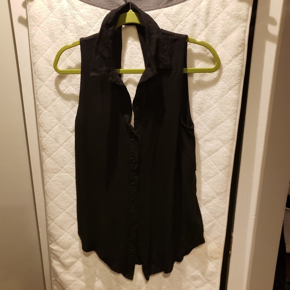 Collared black tank